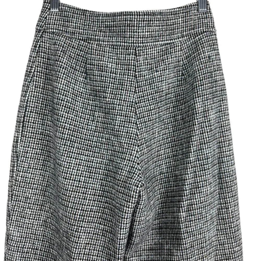 Kate Spade Brown Blue Black‎ Beige Houndstooth Tweed Pants Size 4